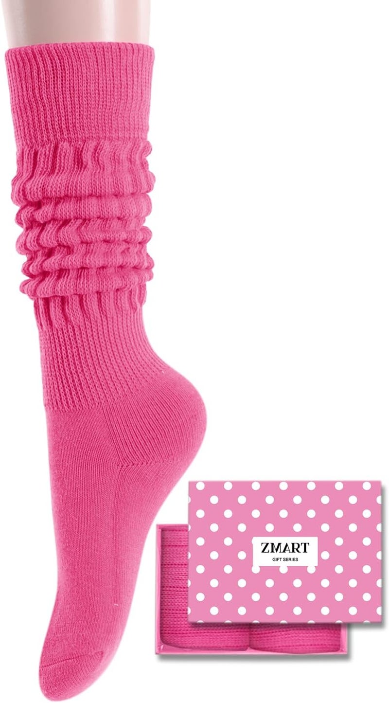 Zmart Women Slouch Socks - Cozy Scrunch Socks, 80s Style in White, Black, Orange & Cream - Image 1